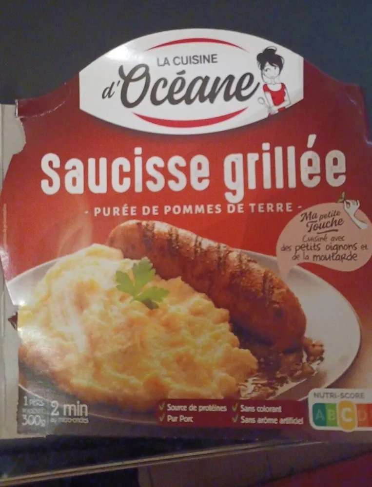 Saucisse grille purée de pomme de terre