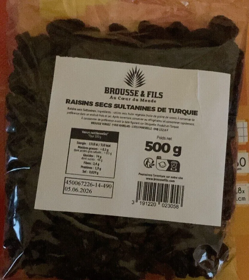 RAISINS SECS SULTANINES DE TURQUIE