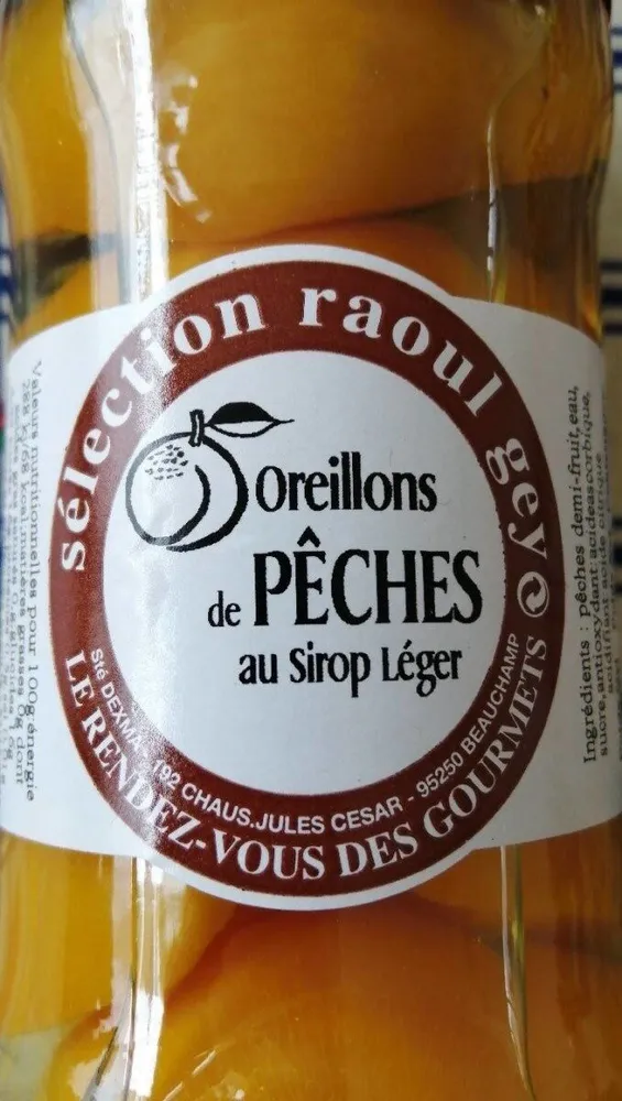 Oreillons de pêche au sirop léger