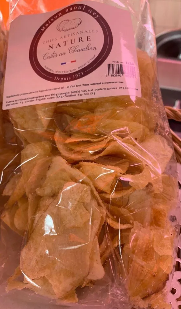 Chips artisanales nature cuites au chaudron