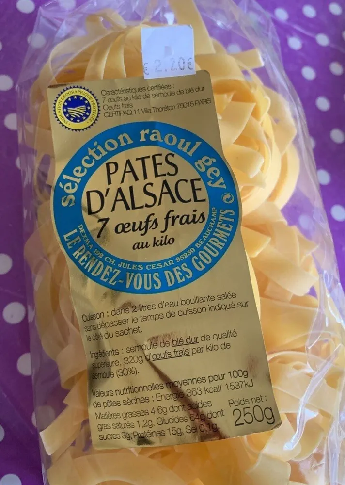 Pates d'alsace 7 oeufs frais