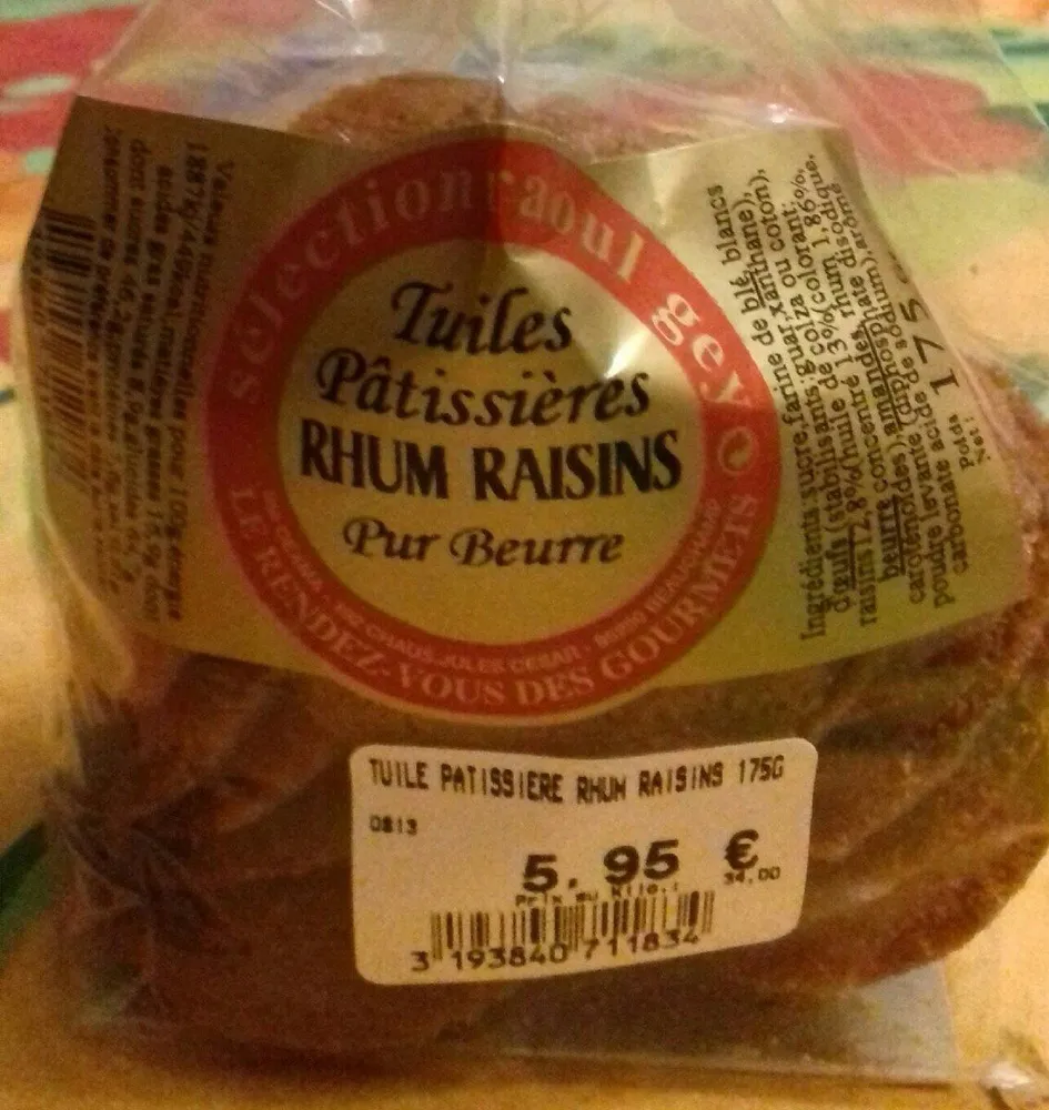Tuilles Pâtisserie Rhum Raisin