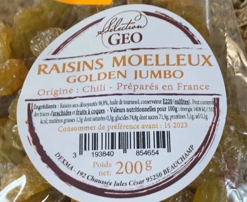Raisins moelleuxGolden Jumbo