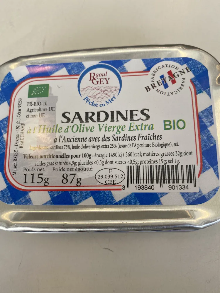 Sardines à l’huile d’Olive Vierge Extra Bio