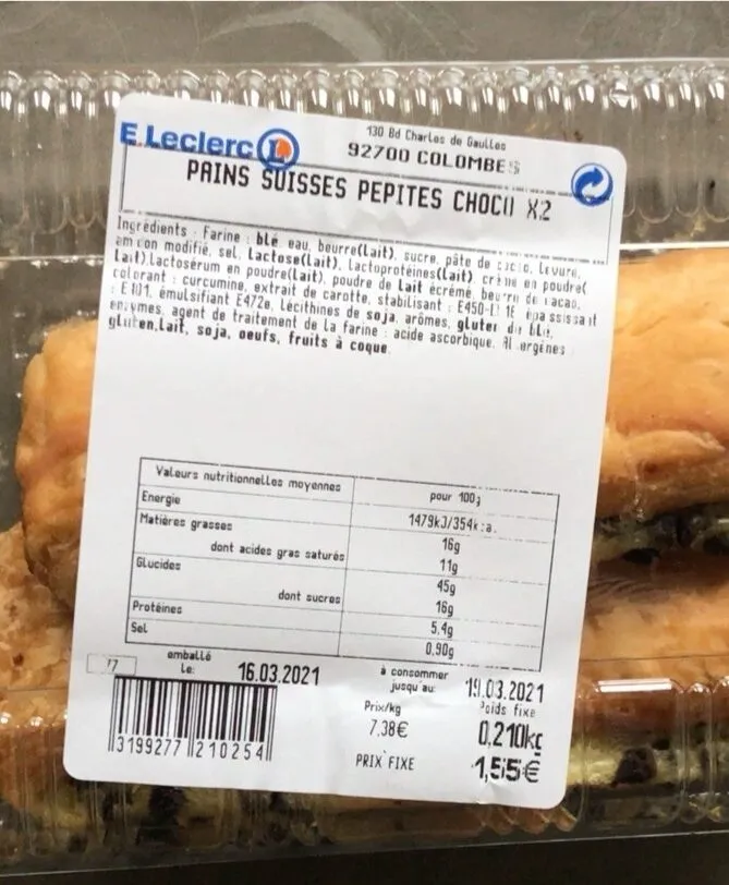 Pains suisses pepites choco