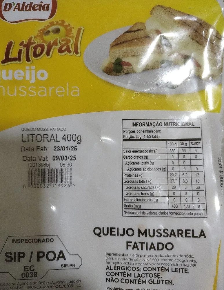 Queijo Mussarela Litoral Fatiado