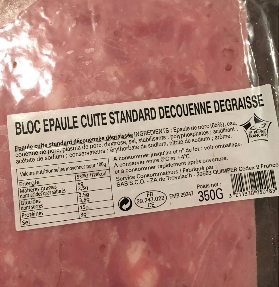 Jambon bloc decouenne degraisse