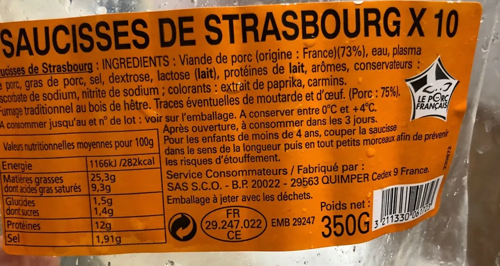 Saucisses de strasbourg