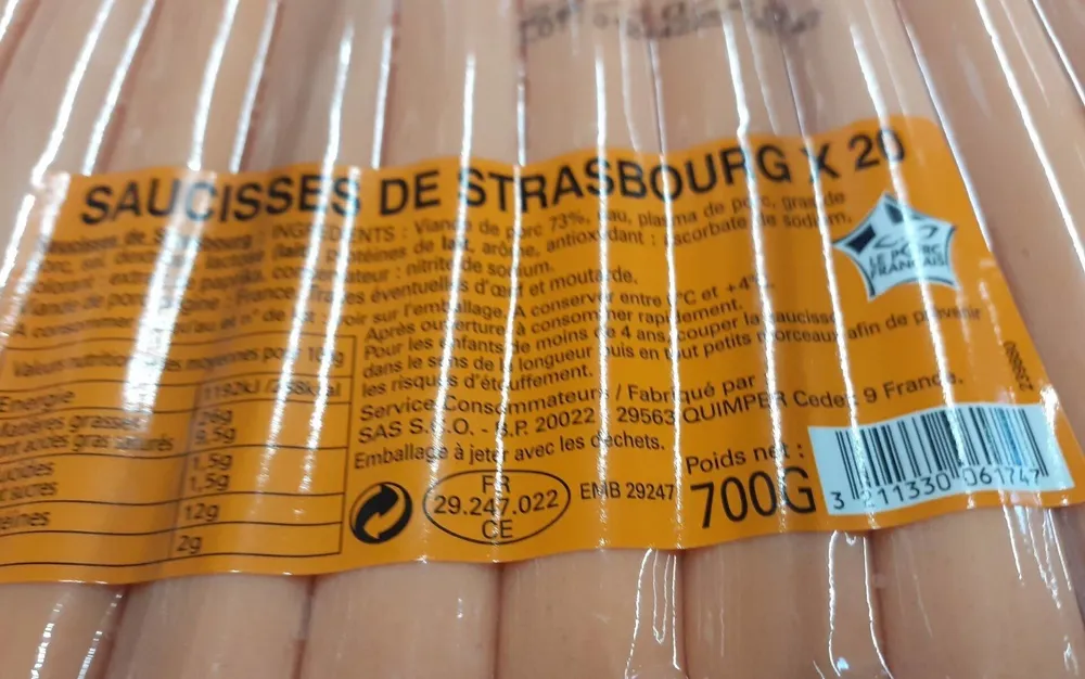 saucisse de strasbourg X 20