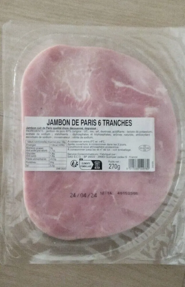 Jambon de Paris 6 tranches