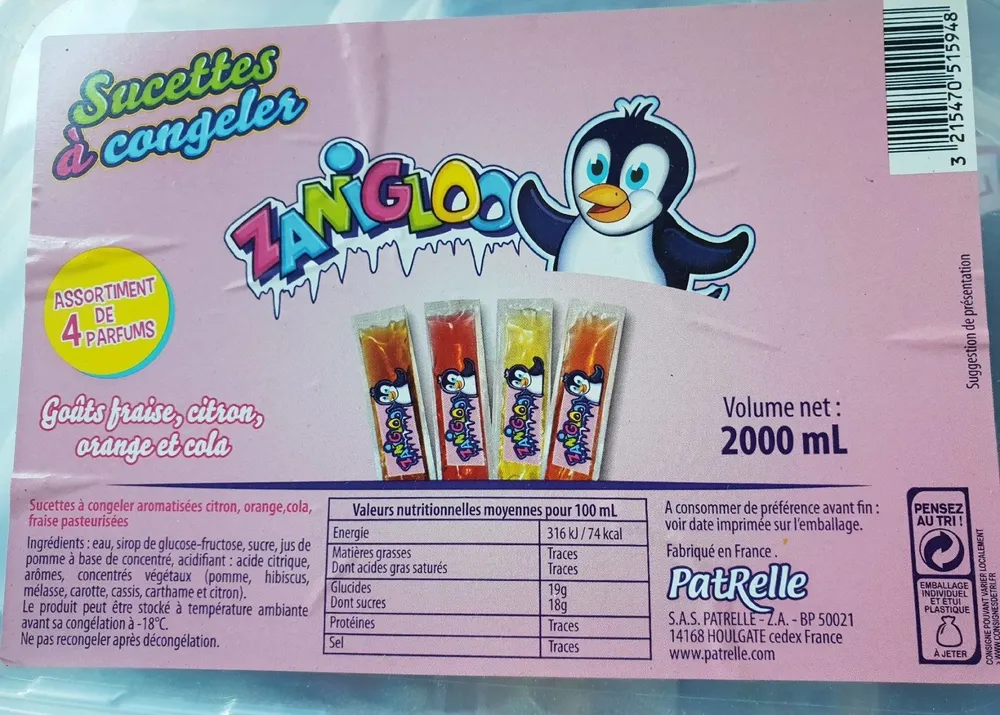 Sucettes à congeler