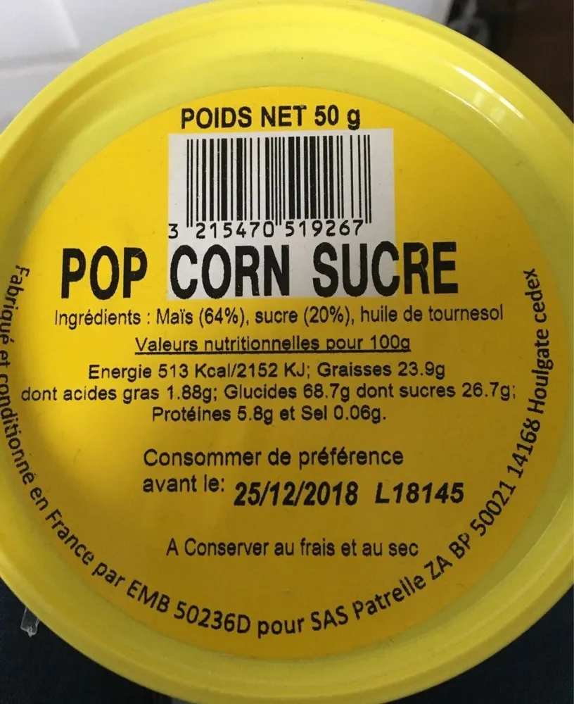 Pop corn au sucre