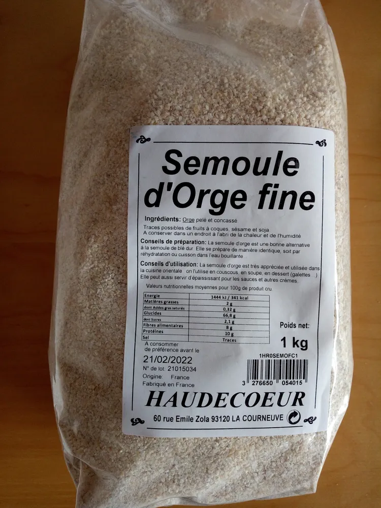 Semoule d'orge fine