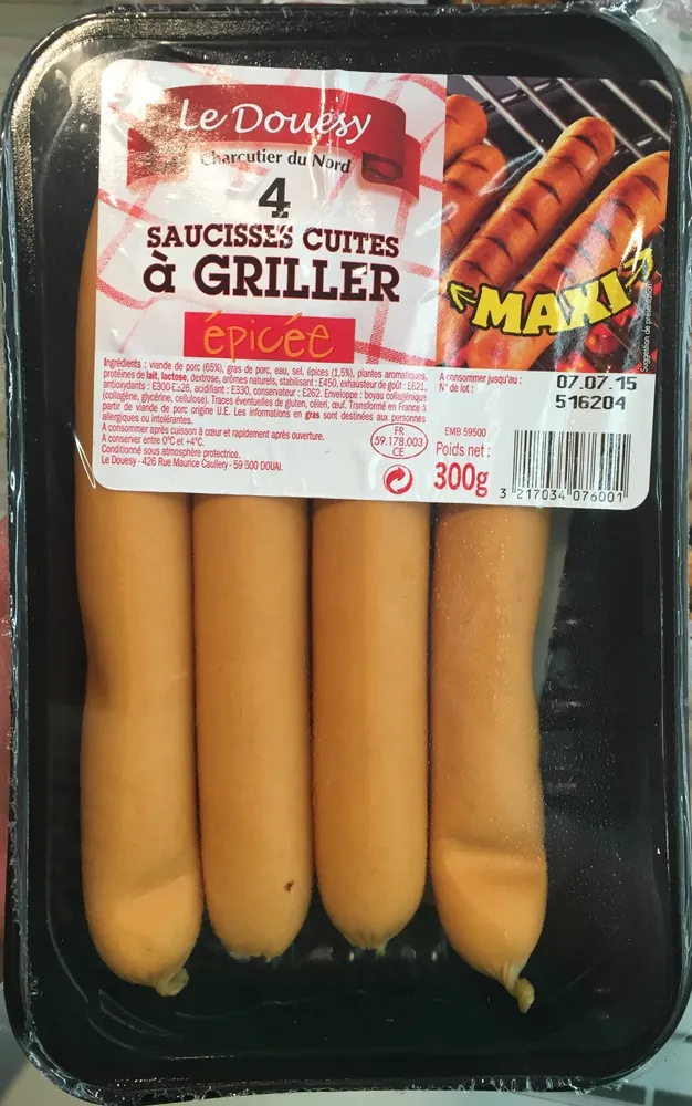 4 Saucisses cuites à griller épicée