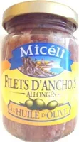 Filets d'anchois allongés à l'huile d'olive