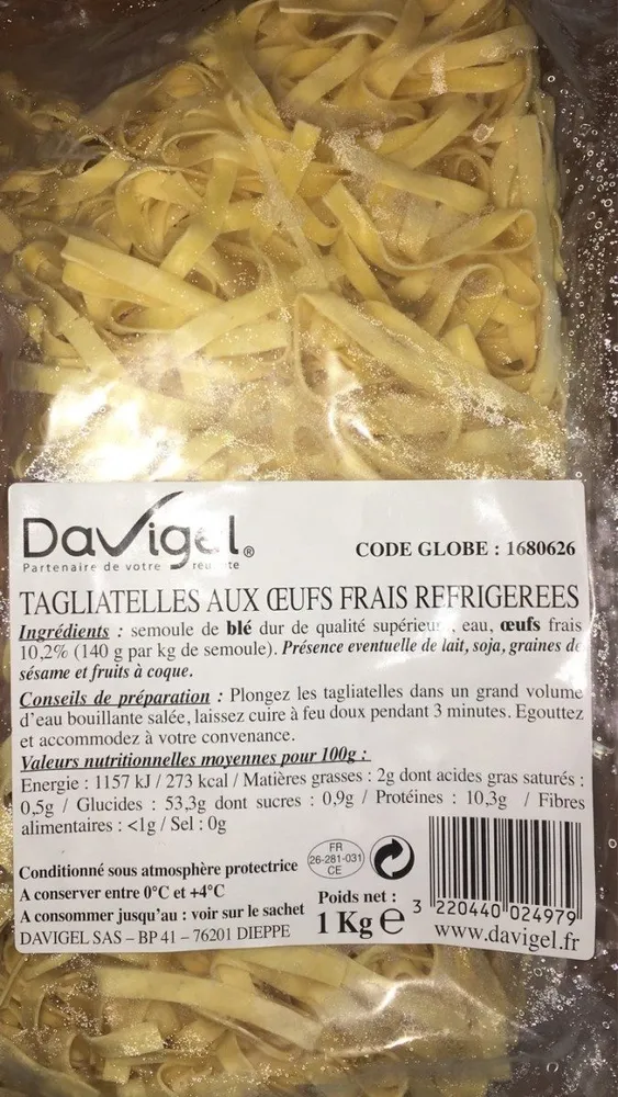 Tagliatelles aux oeufs frais réfrigérées