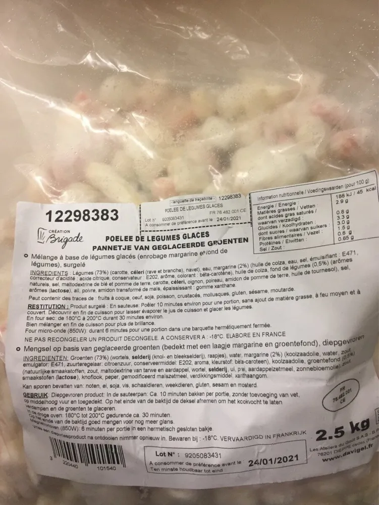 Poelee de legumes glacés