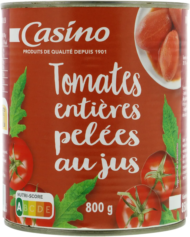 Tomates entières pelées au jus