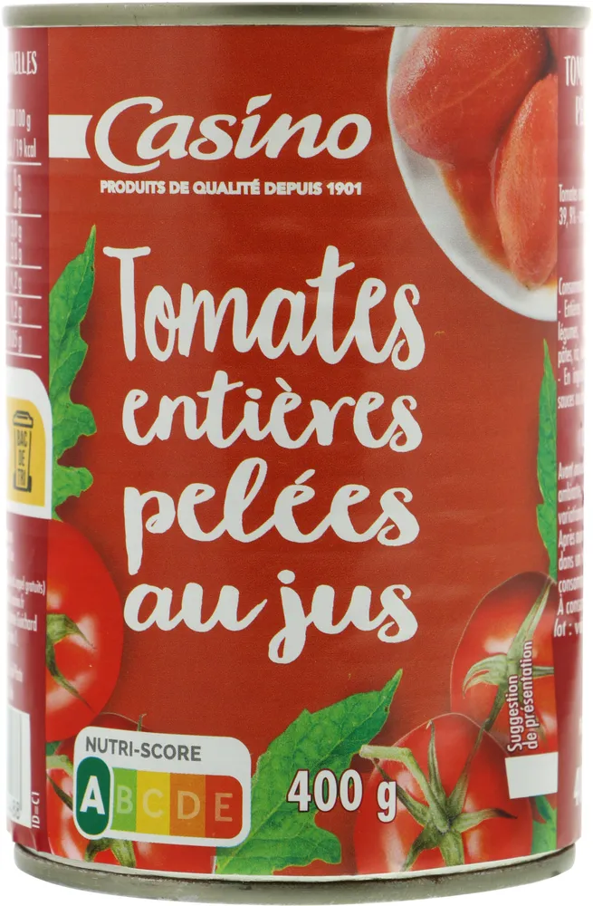 Tomates entières pelées au jus