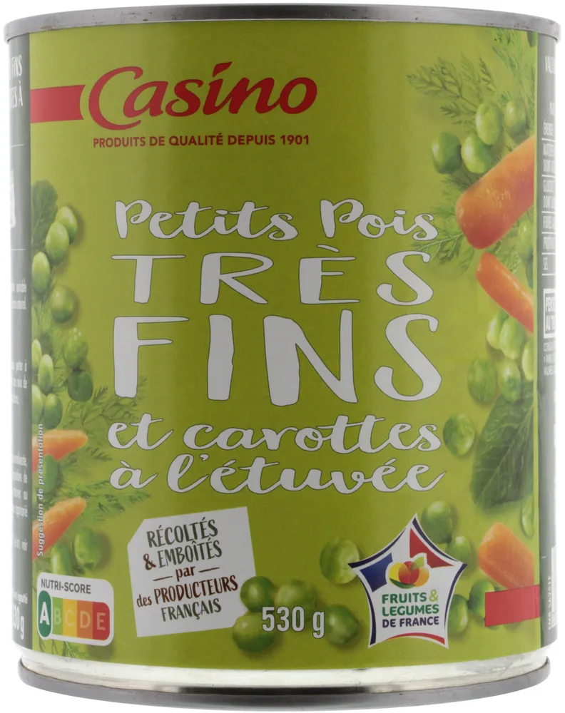 Petits pois très fins et jeunes carottes à l'étuvée