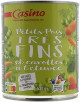 Petits pois très fins et jeunes carottes à l'étuvée