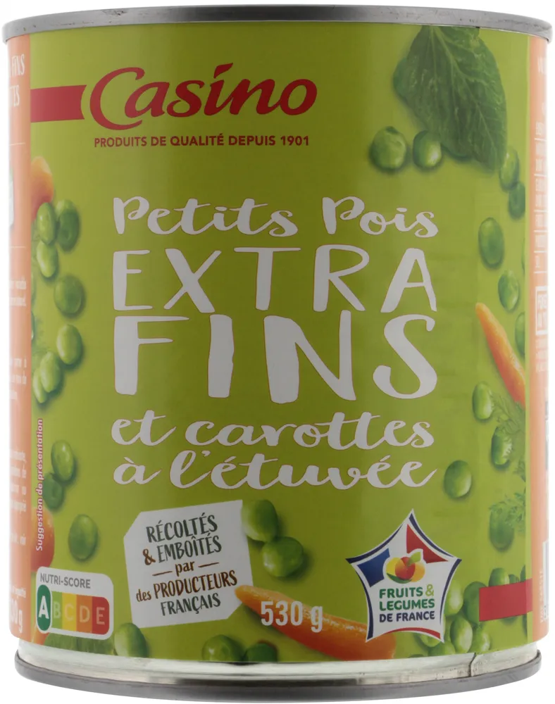 Petits pois extrafins et jeunes carottes à l'étuvée