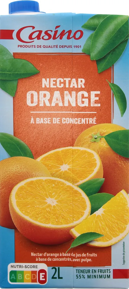 Nectar d'orange à base de jus fruits à base de concentrés