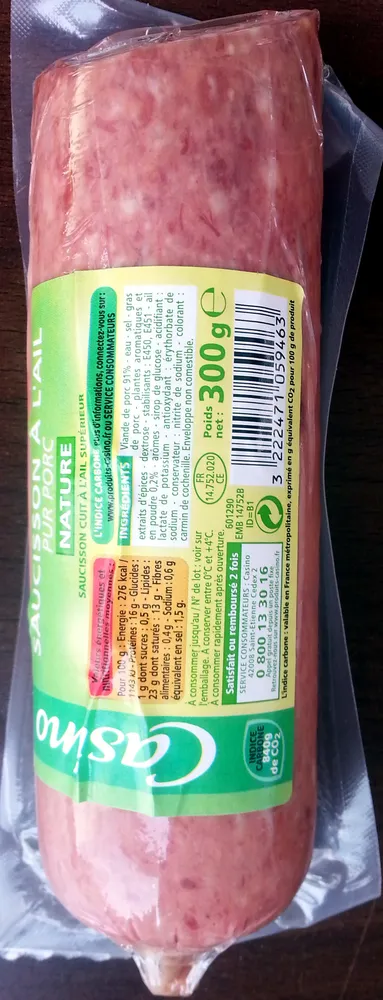 Saucisson à l'ail pur porc nature