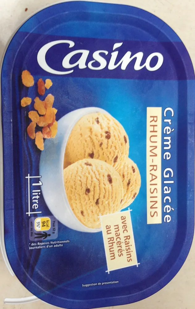 Crème glacée rhum-raisins