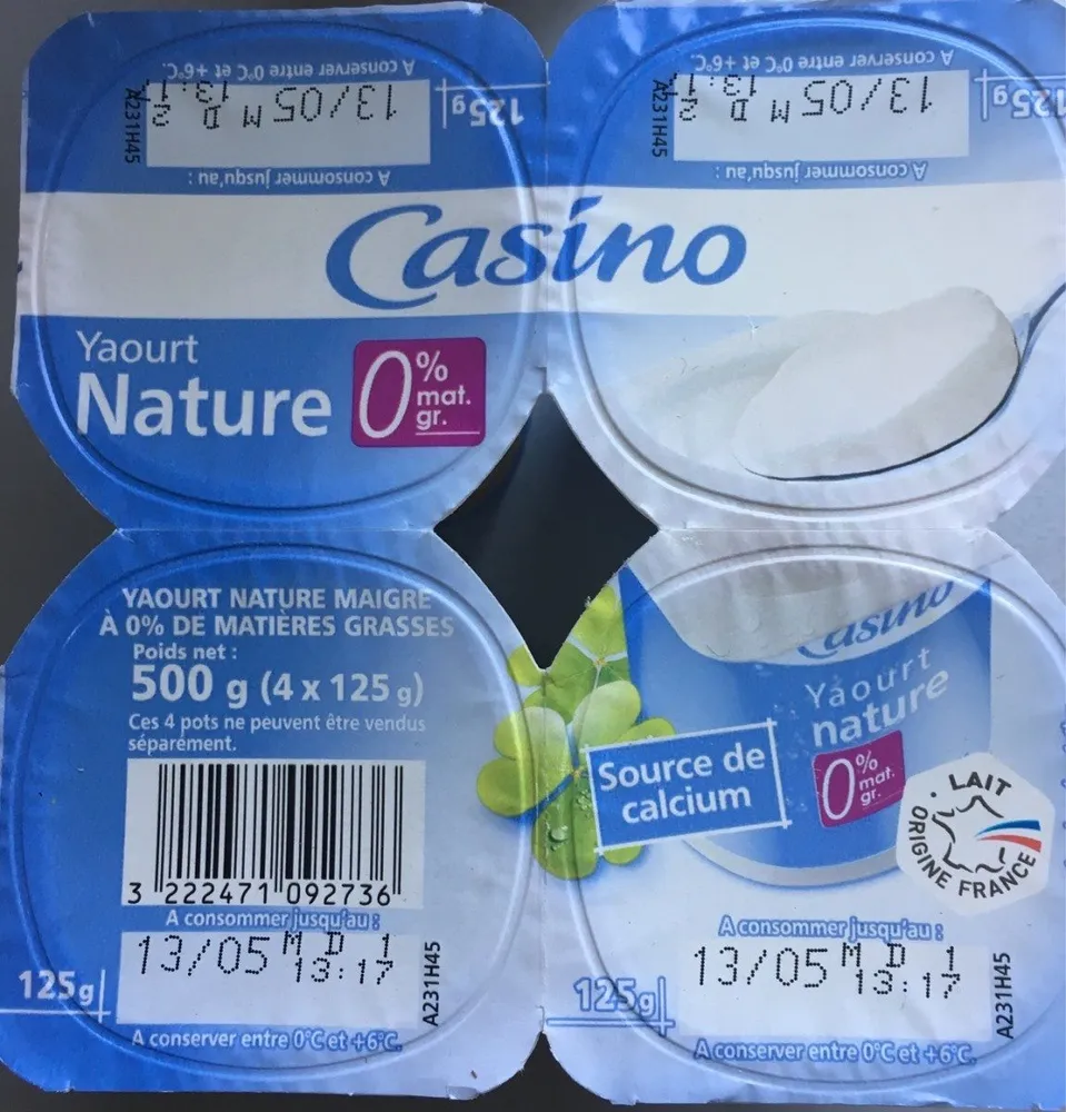 Yaourt nature 0% mat. gr