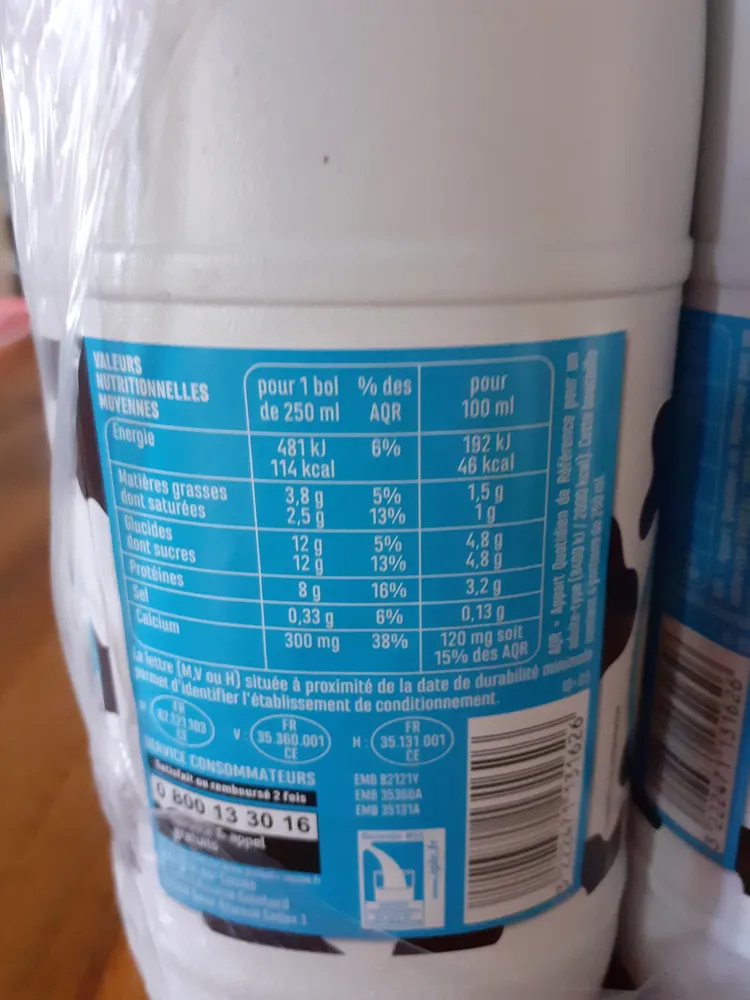 Lait demi-écrémé stérilisé UHT