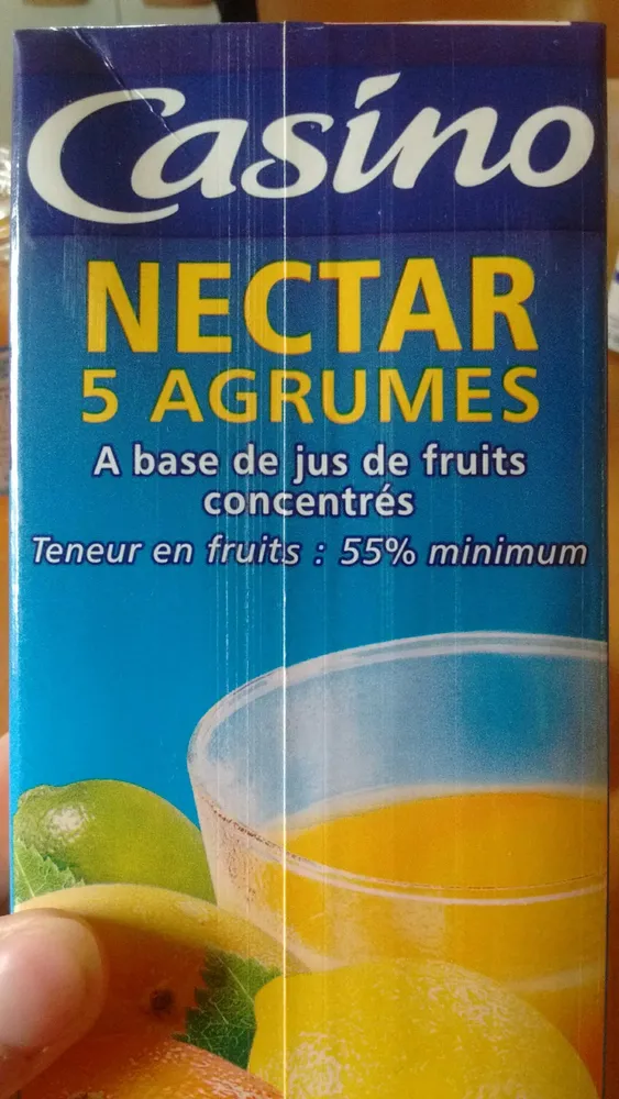 Nectar 5 agrumes à base de jus concentrés - Teneur en fruits : 55% minimum