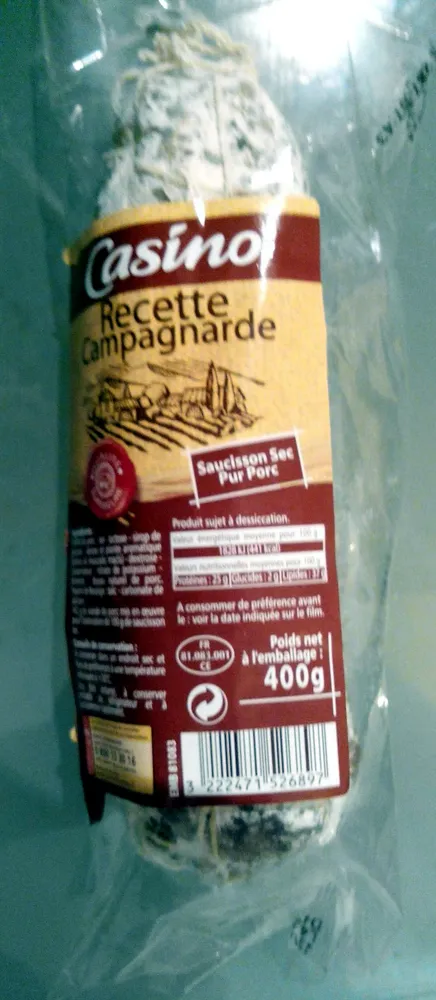 Saucisson sec recette campagnarde pur porc
