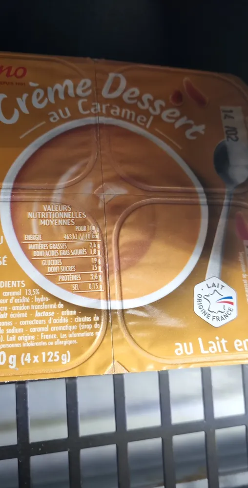 Crème dessert au caramel Au lait entier