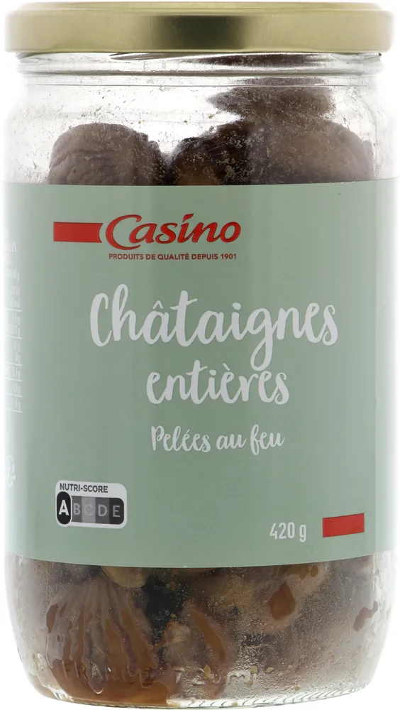 Châtaignes entières pelées au feu