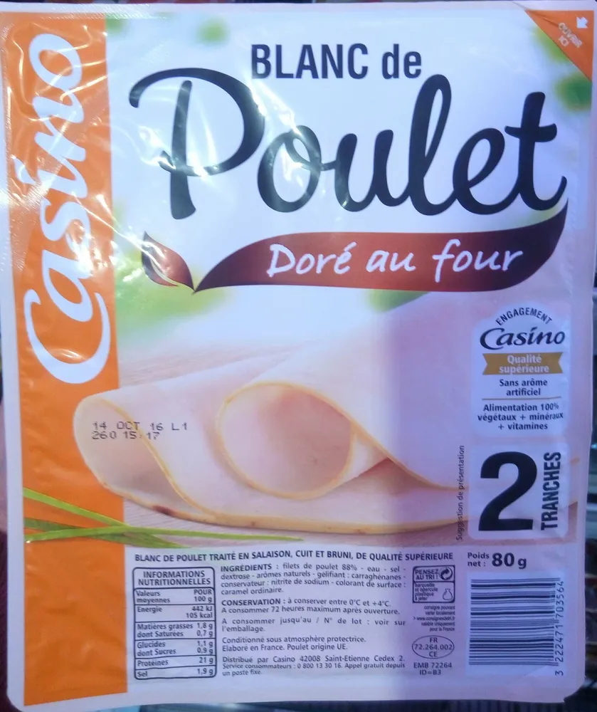 Blanc de poulet doré au four 2 tranches