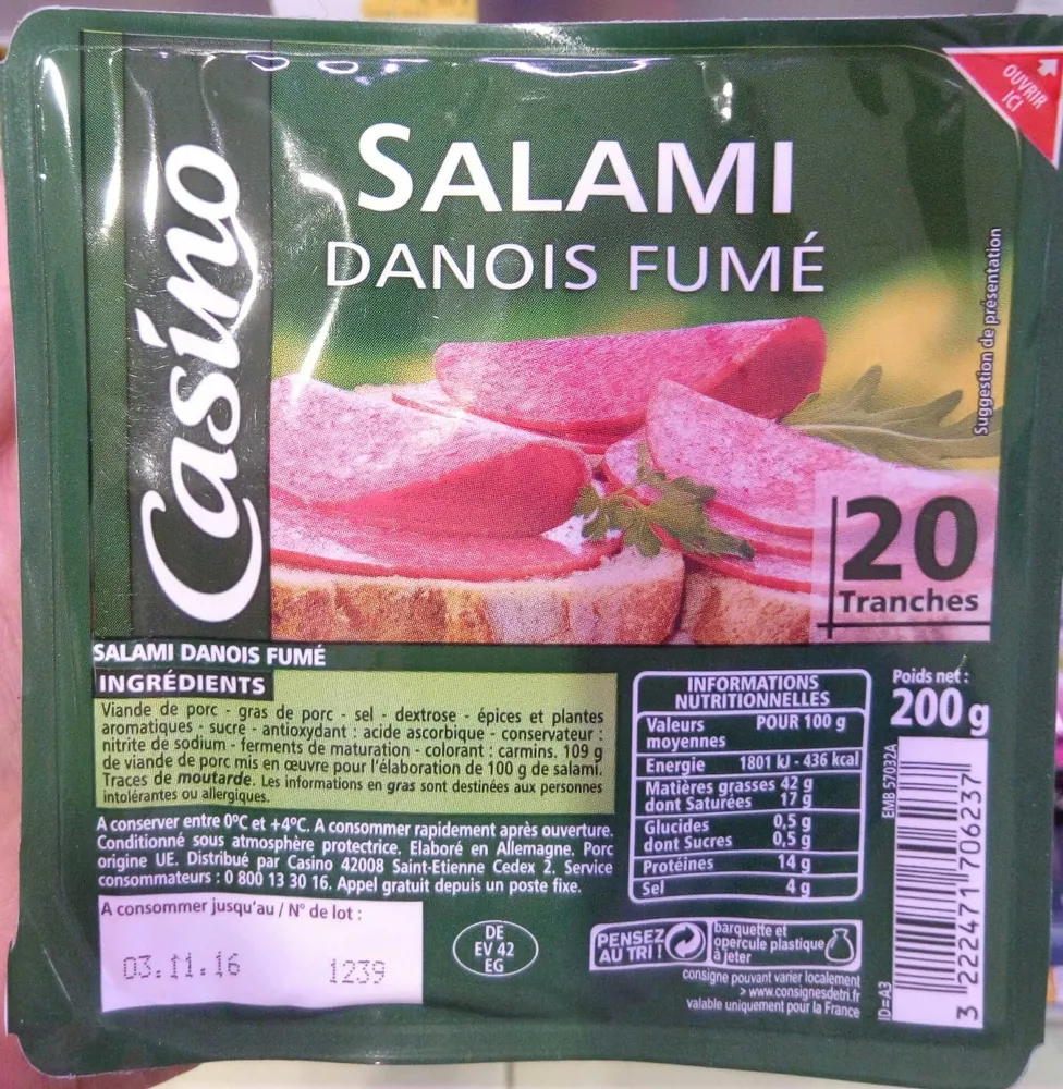 Salami danois fume