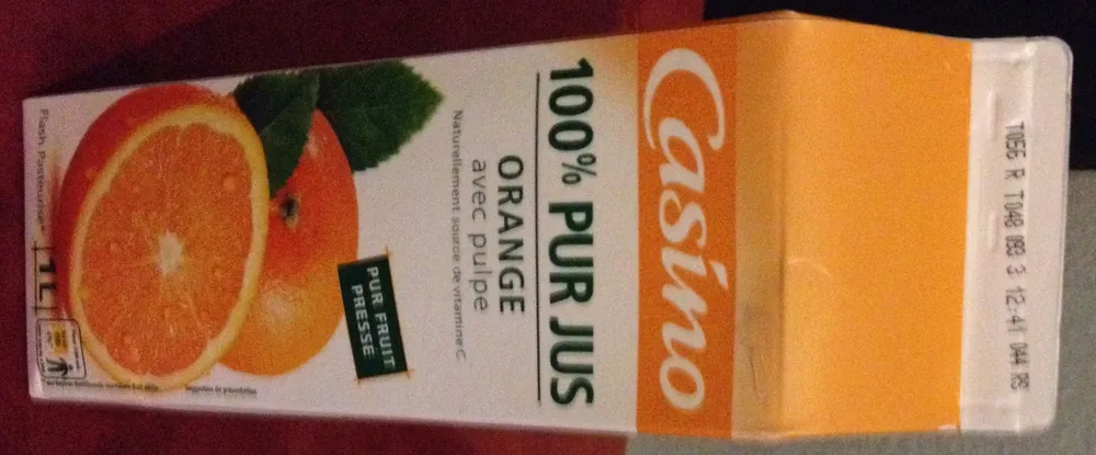 100% Pur Jus Orange pué Flash pasteurisé
