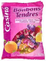Bonbons tendres goûts citron, orange, fraise, framboise, cassis