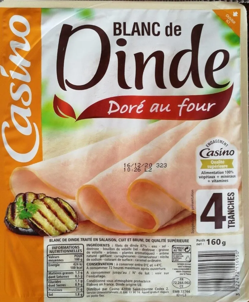 Blanc de Dinde Doré au four 4 Tranches