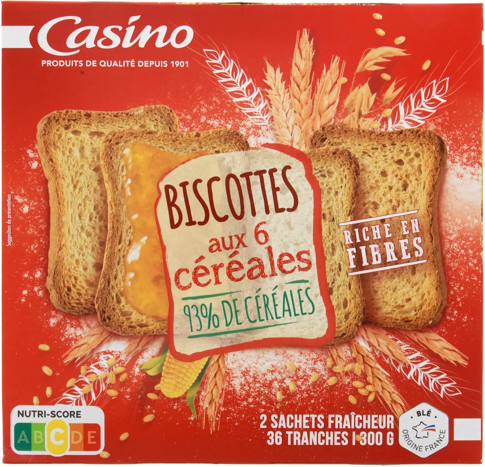 Biscottes 6 céréales 36 tranches