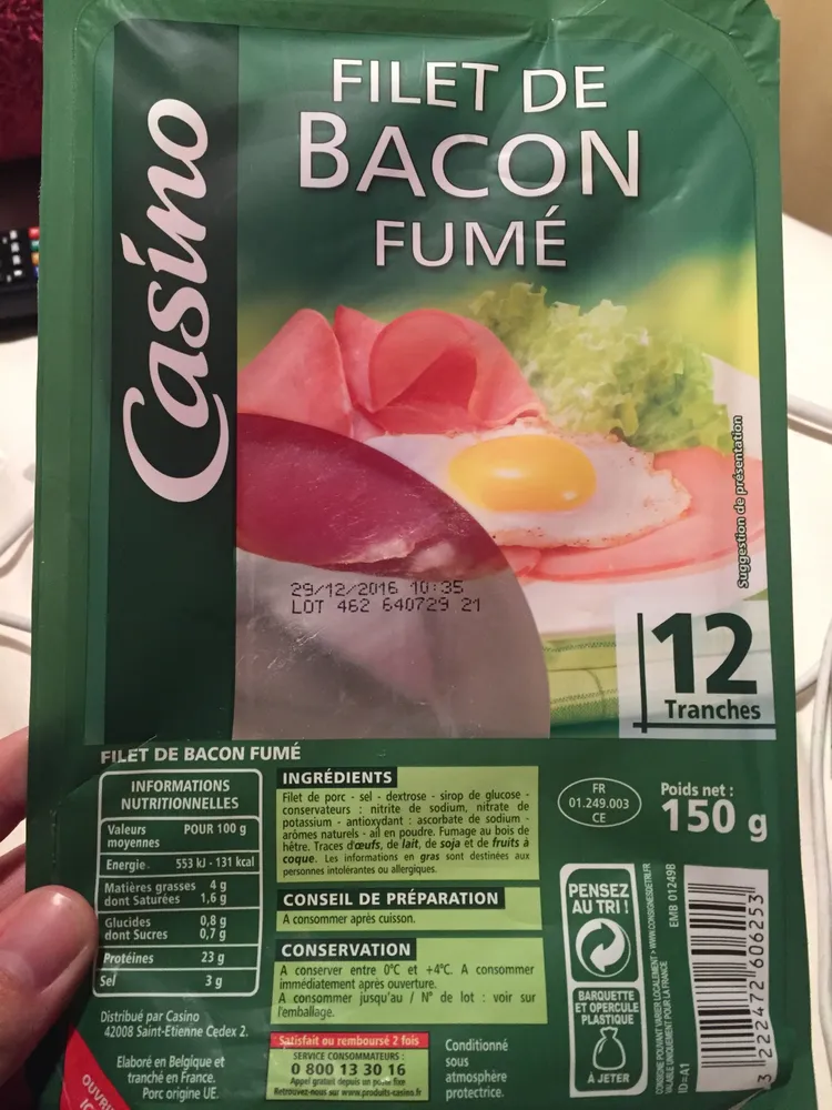 Filet de bacon fumé
