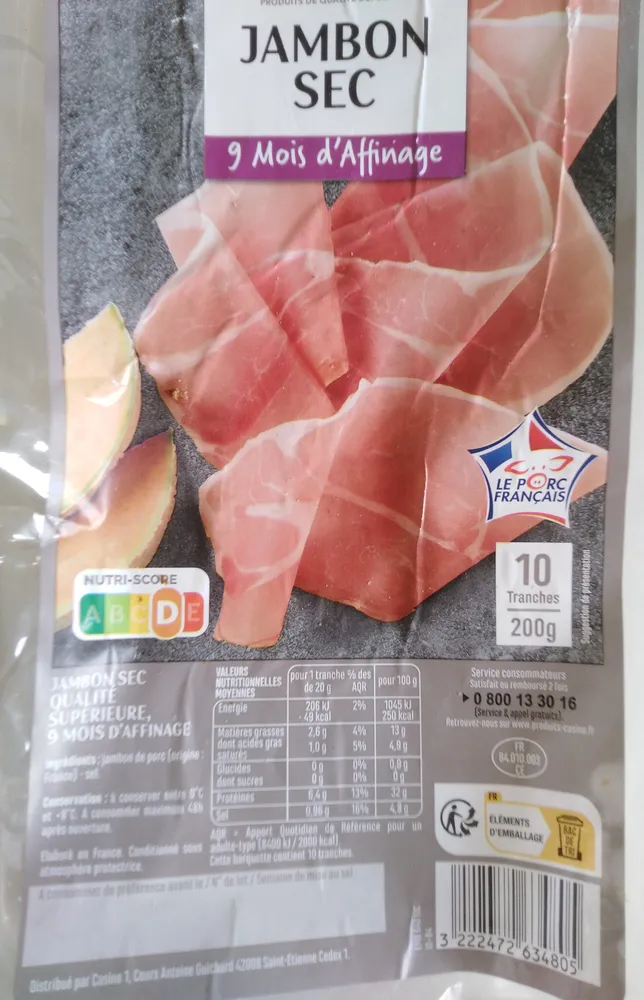 Jambon sec 10 tranches