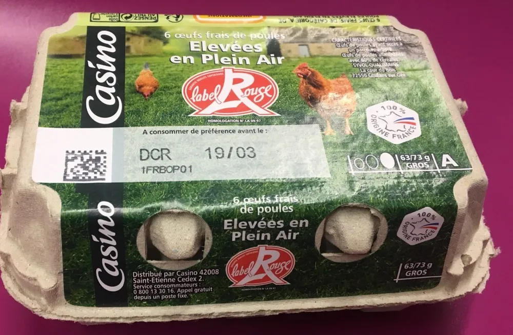 6 Œufs frais de LABEL ROUGE calibre GROS