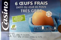 6 Oeufs frais datés du jour de ponte Très Gros