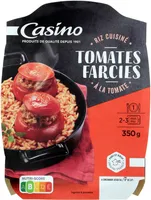 Tomates farcies et riz cuisiné à la tomate