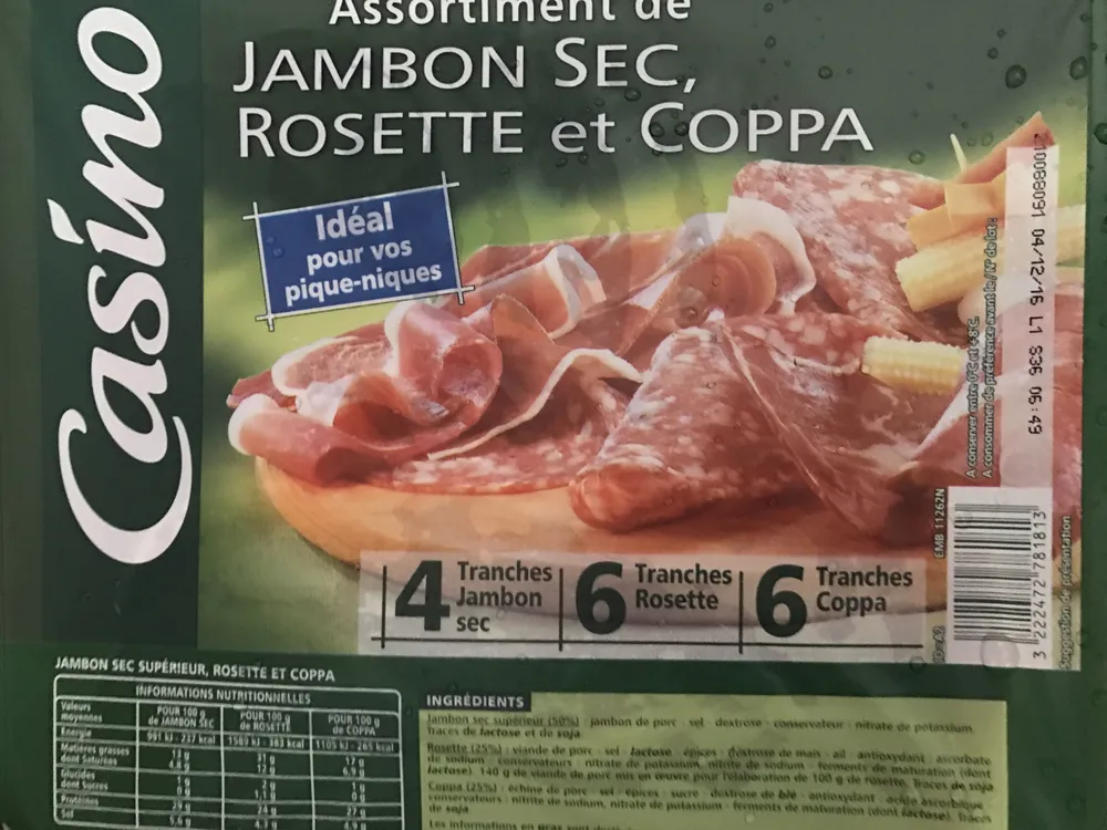 Assortiment de Jambon sec, Rosette et Coppa