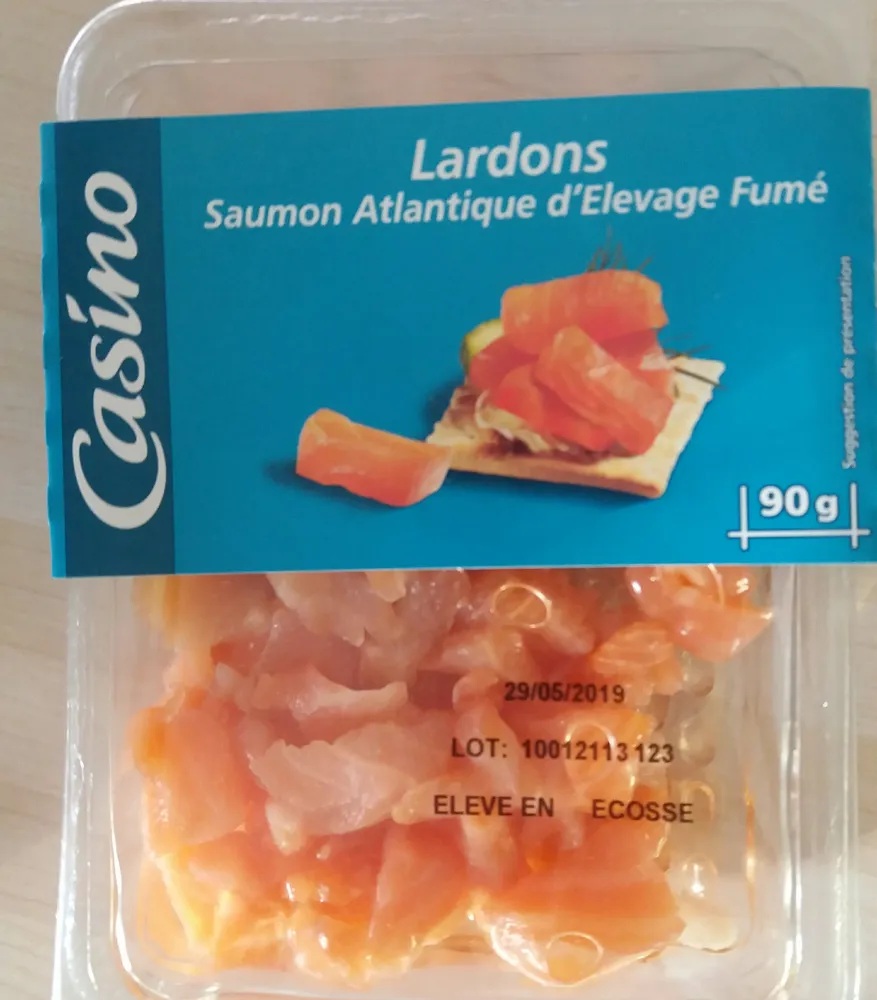 Lardons Saumon Atlantique d'élevage fumé