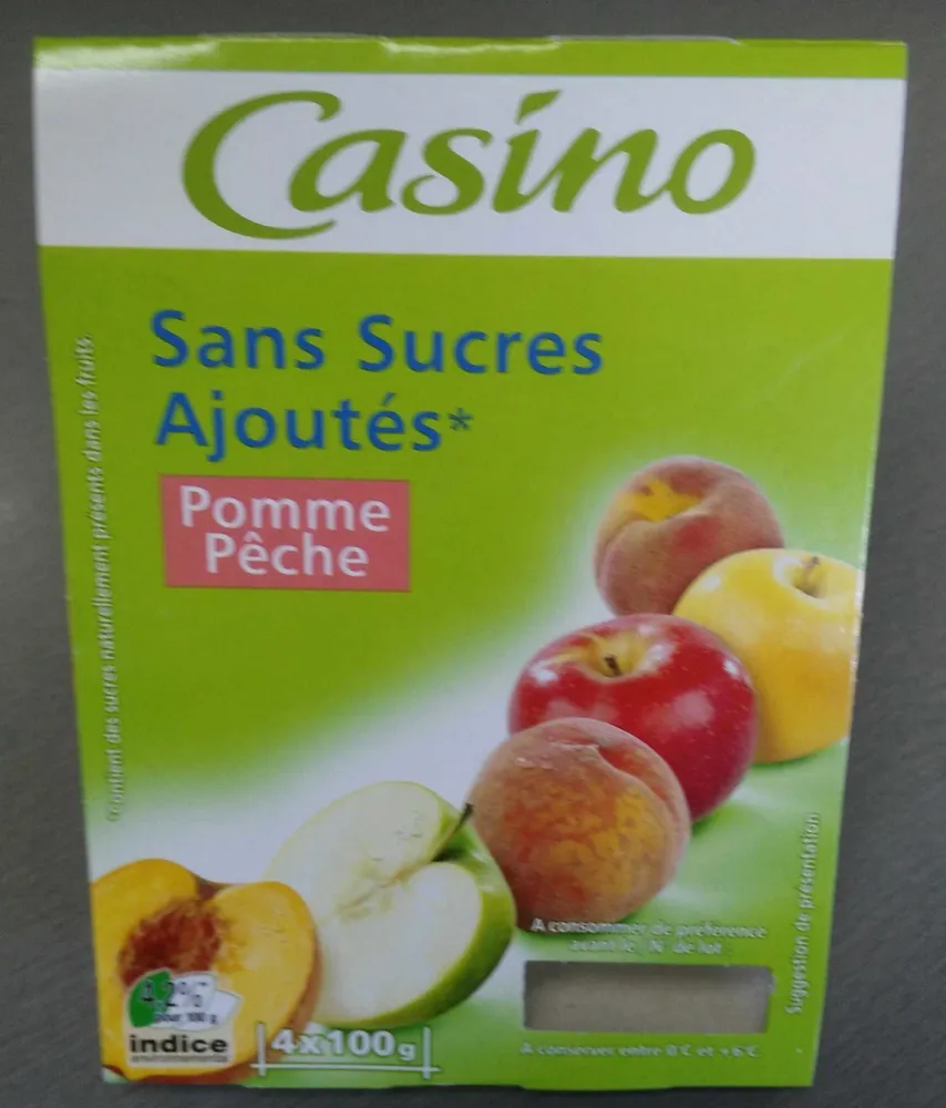 Sans sucres ajoutés* Pomme Pêche