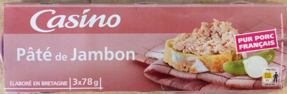 Pâté de jambon qualité supérieure 3x78 g (234 g) Pur porc français Casino